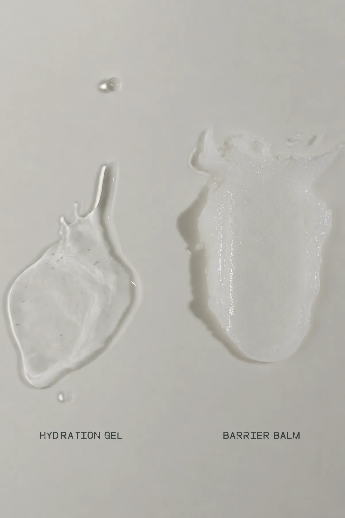 Hydration Gel and Barrier Balm swatched side by side